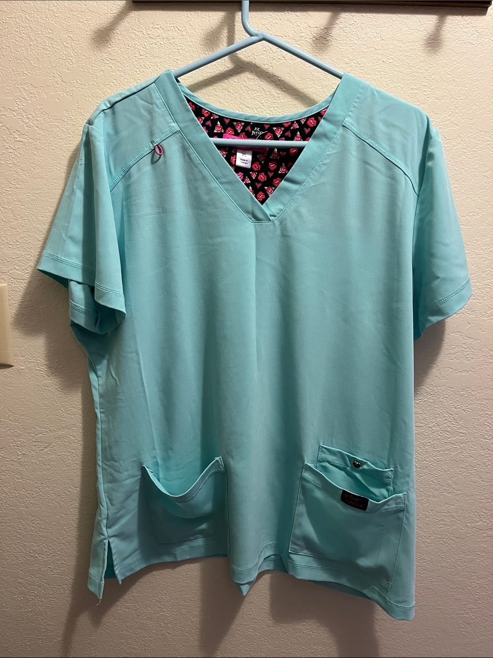 Betsey Johnson Aqua V-Neck Short Sleeve Top